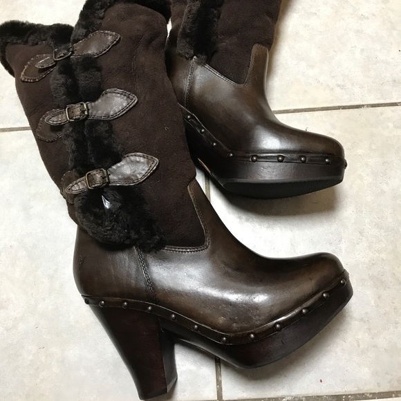 Frye Shoes - Frye Brown Shearling Fur Boots Women's Size 10 New